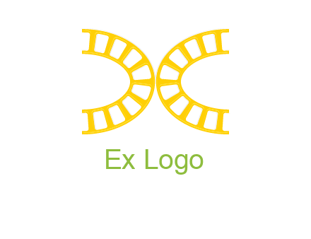 curved train tracks forming letter X