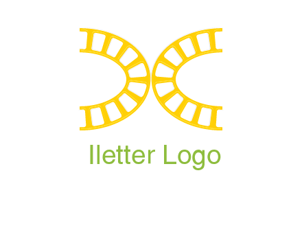 curved train tracks forming letter X