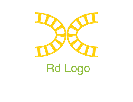 curved train tracks forming letter X