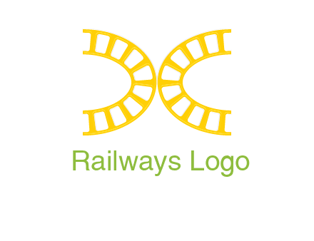 curved train tracks forming letter X