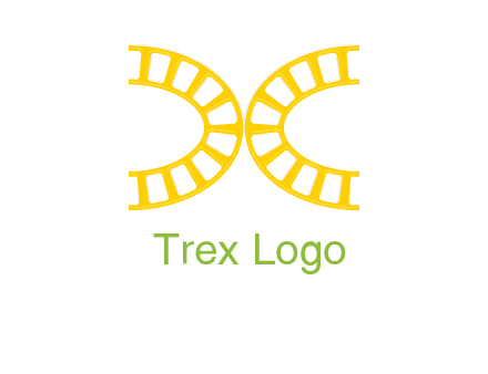 curved train tracks forming letter X