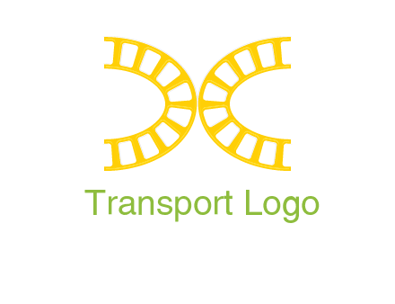 curved train tracks forming letter X