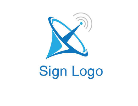 satellite dish with signals communication logo
