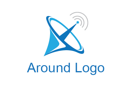 satellite dish with signals communication logo