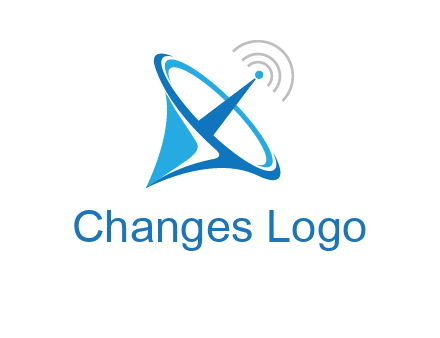 satellite dish with signals communication logo