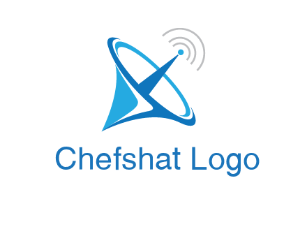 satellite dish with signals communication logo