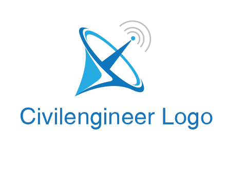 satellite dish with signals communication logo
