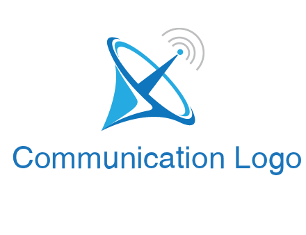 satellite dish with signals communication logo