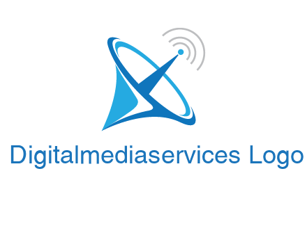 satellite dish with signals communication logo