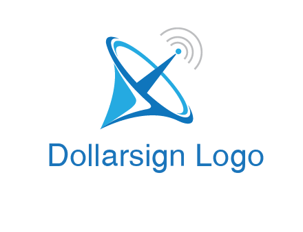 satellite dish with signals communication logo