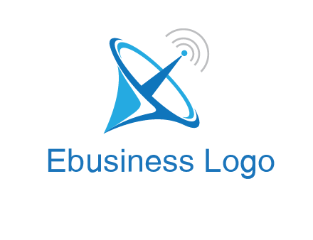 satellite dish with signals communication logo