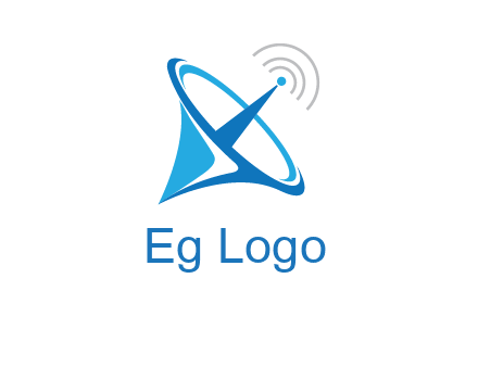 satellite dish with signals communication logo