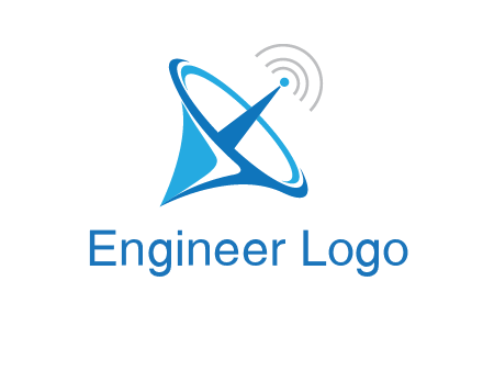 satellite dish with signals communication logo