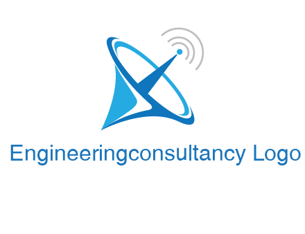 satellite dish with signals communication logo