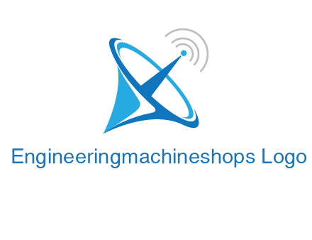 satellite dish with signals communication logo