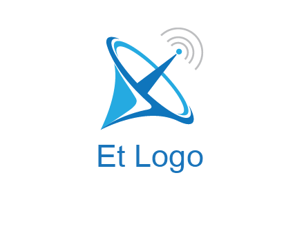 satellite dish with signals communication logo