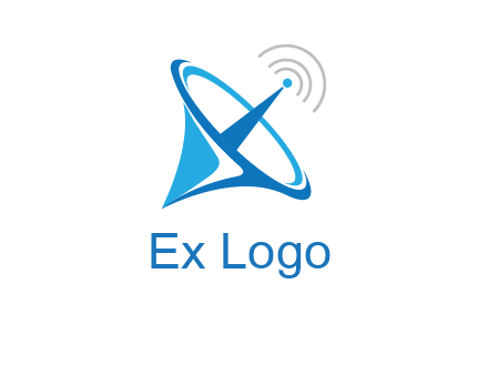 satellite dish with signals communication logo