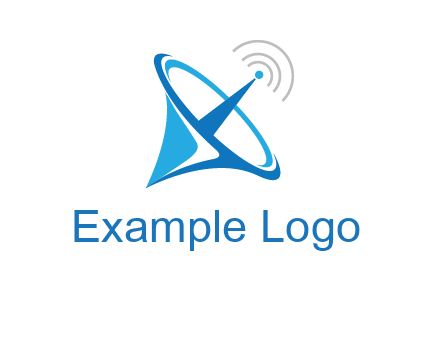 satellite dish with signals communication logo
