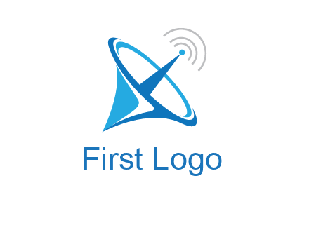 satellite dish with signals communication logo