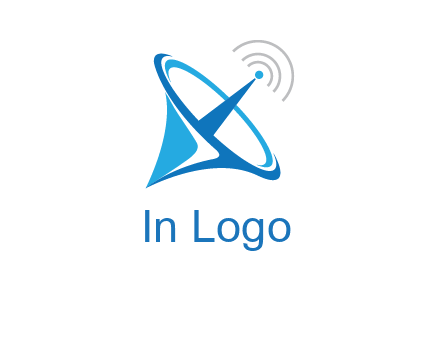 satellite dish with signals communication logo