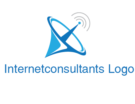 satellite dish with signals communication logo