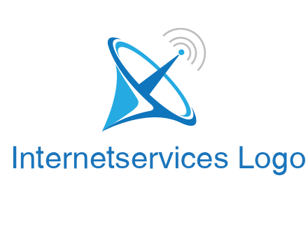 satellite dish with signals communication logo