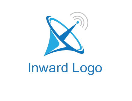 satellite dish with signals communication logo