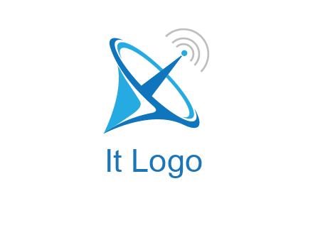 satellite dish with signals communication logo