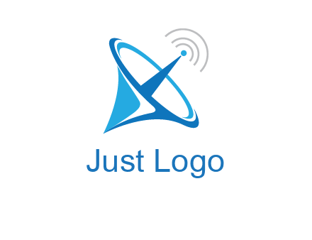 satellite dish with signals communication logo