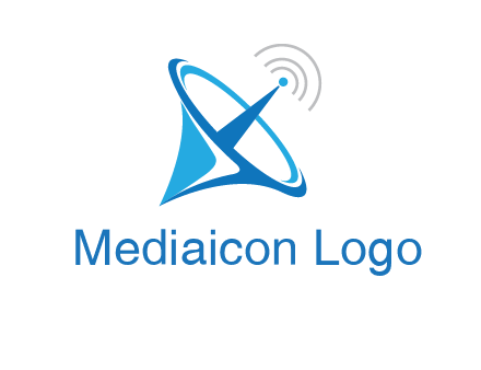 satellite dish with signals communication logo