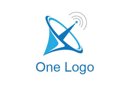 satellite dish with signals communication logo