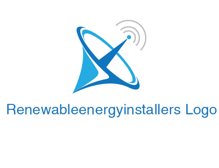 satellite dish with signals communication logo