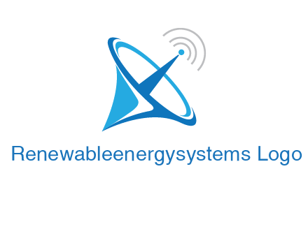 satellite dish with signals communication logo