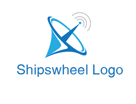 satellite dish with signals communication logo