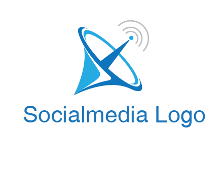 satellite dish with signals communication logo
