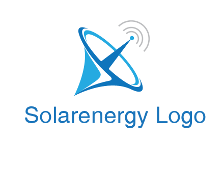 satellite dish with signals communication logo