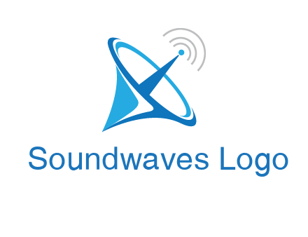 satellite dish with signals communication logo