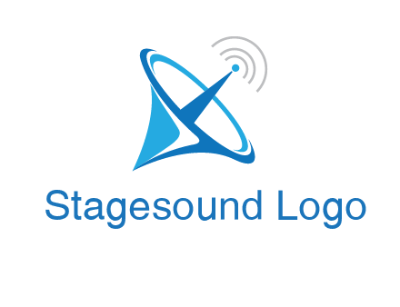 satellite dish with signals communication logo