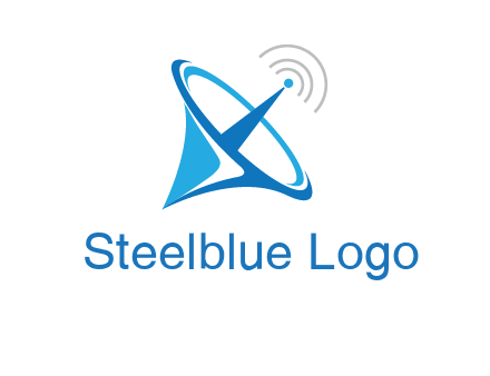 satellite dish with signals communication logo