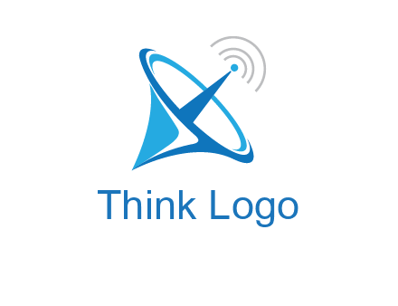 satellite dish with signals communication logo