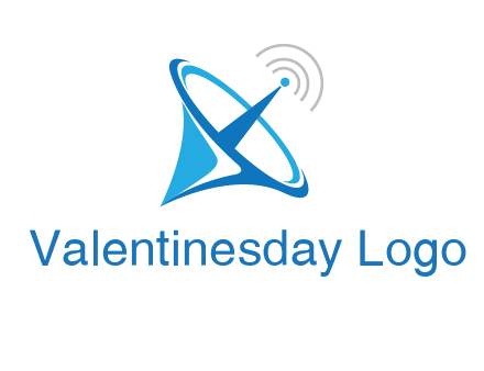 satellite dish with signals communication logo
