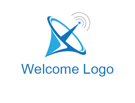 satellite dish with signals communication logo