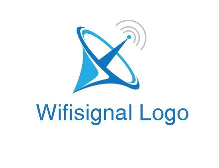 satellite dish with signals communication logo