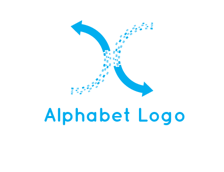 letter x pixels and arrows logo