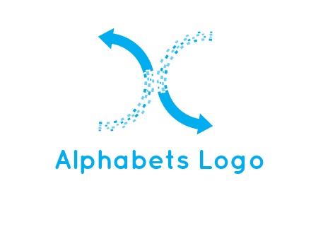letter x pixels and arrows logo