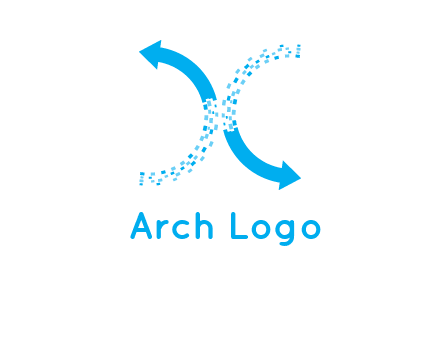 letter x pixels and arrows logo