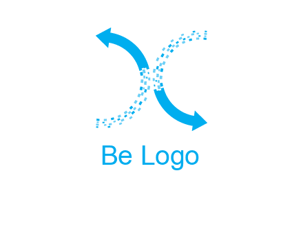 letter x pixels and arrows logo