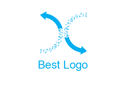 letter x pixels and arrows logo