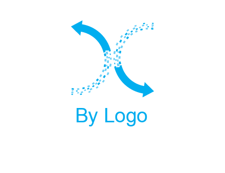 letter x pixels and arrows logo