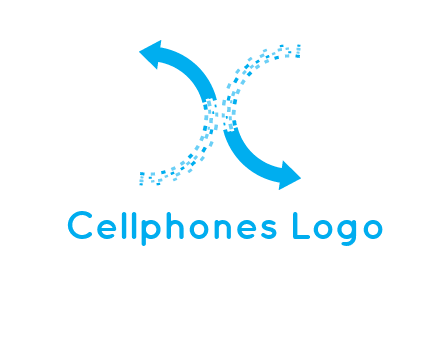 letter x pixels and arrows logo